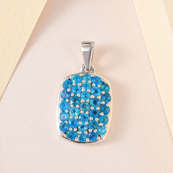 Neon Apatit Anhänger 925 Silber platiniert ca. 1.42 ct image number 3