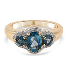 London Blau Topas und Zirkon Ring 925 Silber vergoldet  ca. 1,54 ct image number 0