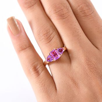 D'Joy AAA Rose De France Amethyst Ring 925 Silber 750 ros&eacute;vergoldet (Gr&ouml;&szlig;e 19.00) ca. 1,74 ct