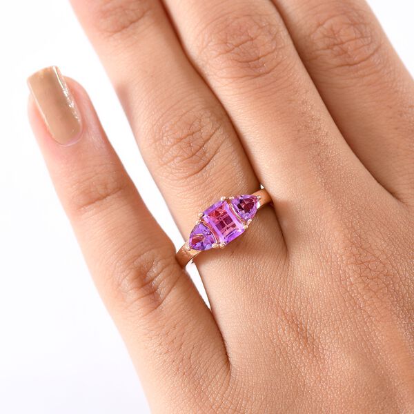 D'Joy AAA Rose De France Amethyst Ring 925 Silber 750 ros&eacute;vergoldet (Gr&ouml;&szlig;e 19.00) ca. 1,74 ct image number 3