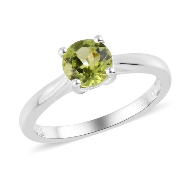 2er-Set, nat&uuml;rlicher Peridot Solit&auml;r-Ring und Ohrstecker in Silber, 1,95 ct. image number 4