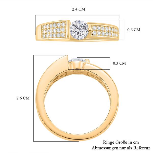 Moissanit Ring 925 Silber vergoldet (Gr&ouml;&szlig;e 16.00) ca. 0,70 ct image number 5