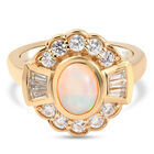 Natürlicher Äthiopischer Opal und Zirkon Ring 925 Silber vergoldet (Größe 16.00) ca. 1,85 ct