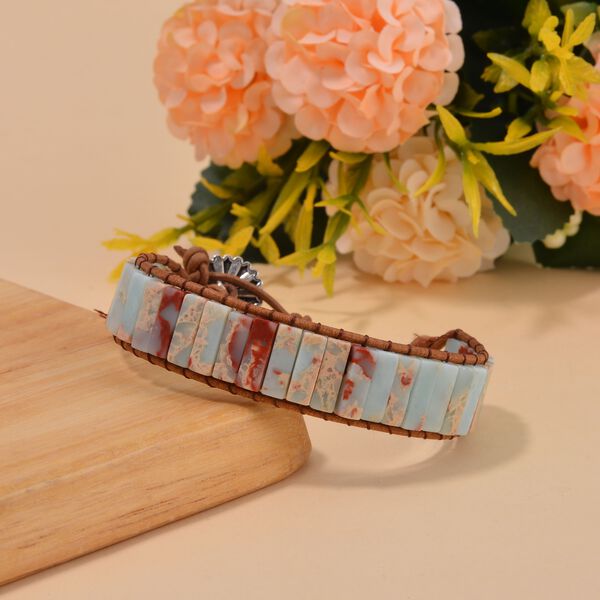 Imperial Blaues und Rotes Jaspis Armband, ca. 19 cm, Schwarz oxidiert ca. 80.00 ct image number 2