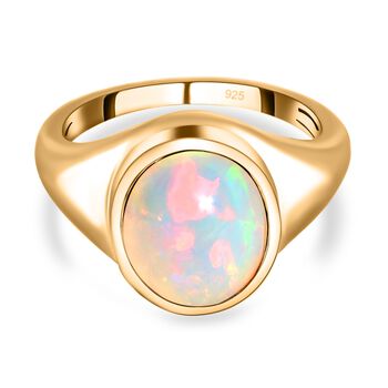 Nat&uuml;rlicher &Auml;thiopischer Opal Ring 925 Silber vergoldet (Gr&ouml;&szlig;e 16.00) ca. 2,28 ct