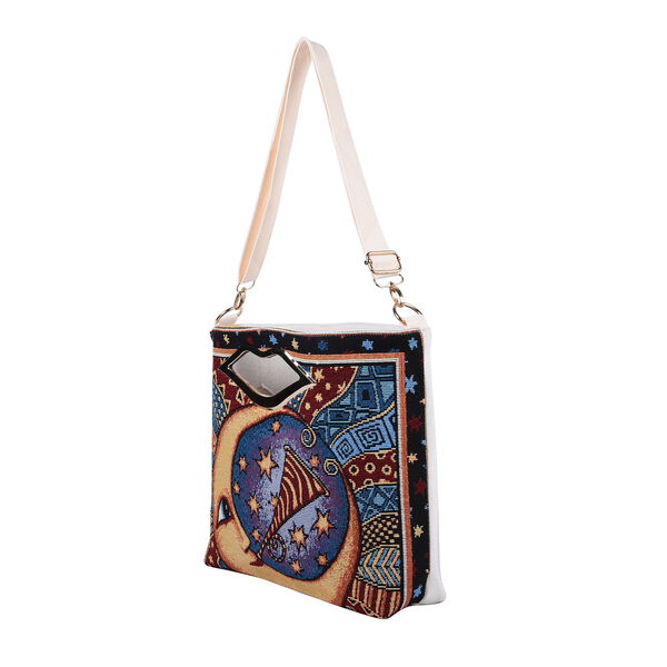 Jacquard Crossbody Tasche, Mond Muster, Gr&ouml;&szlig;e 39x10x26 cm, Mehrfarbig image number 4