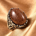 Gold Sandstein Ring in Edelstahl image number 1