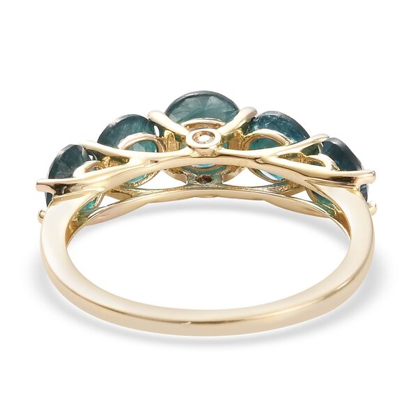 Blaugr&uuml;ner Grandidierit und Diamant 5 Stein Ring 375 Gelbgold image number 5