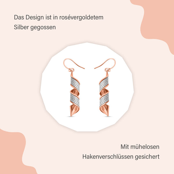 Diamantschliff Fusilli Ohrh&auml;nger in ros&eacute;vergoldetem Silber image number 5