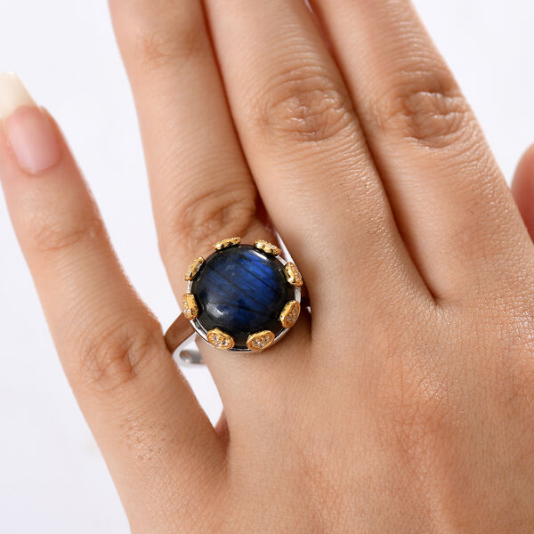 D&rsquo;Joy AAA Labradorit und Zirkon zweifarbiger Ring - 12,96 ct. image number 3