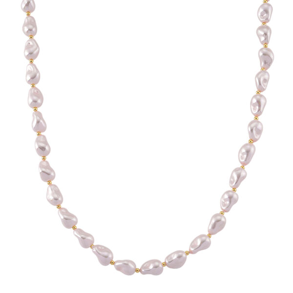 Rosa Muschelkernperle (10x14 mm) Halskette ca. 50 cm Reine Legierung gelb vergoldet