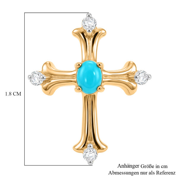 D'Joy AA Sleeping Beauty T&uuml;rkis, Wei&szlig;er Zirkon Anh&auml;nger 925 Silber 750 Vergoldet ca. 0,32 ct. image number 5