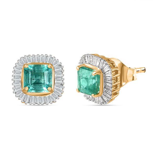 AAA Smaragd und Diamant Ohrringe in 375 Gold - 1,67 ct.