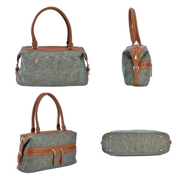 Handtasche aus Naturkork mit RFID-Schutz, Gr&uuml;n image number 3