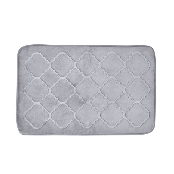Homesmart- 2er-Set gepr&auml;gte Flanell-Badematte mit rutschfester Unterseite. Grau image number 4