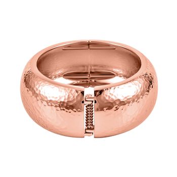 Breiter Armreif mit geh&auml;mmerter Textur, Messing, ca. 18 cm, ros&eacute;farben 