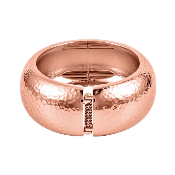 Breiter Armreif mit geh&auml;mmerter Textur, Messing, ca. 18 cm, ros&eacute;farben  image number 4