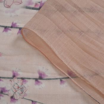 LA MAREY - Luxuri&ouml;ser Floral-Print Schal, Merinowolle und Maulbeerseide, beige