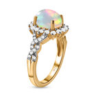 Natürlicher, äthiopischer Opal und weißer Zirkon-Ring, 925 Silber Gelbgold Vermeil  ca. 1,87 ct image number 4