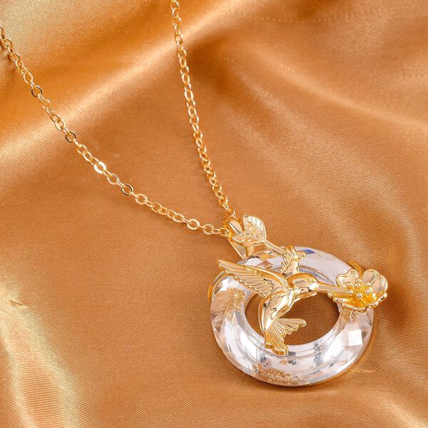 Glas Vogel Anh&auml;nger mit Kette, goldfarben image number 3