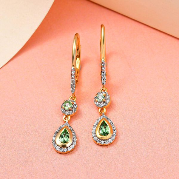 Merelani Mint-Granat Ohrringe, 925 Silber Gelbgold Vermeil ca. 1.11 ct image number 2