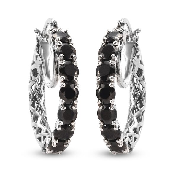 Elite Shungit Creolen 925 Silber platiniert ca. 2,49 ct