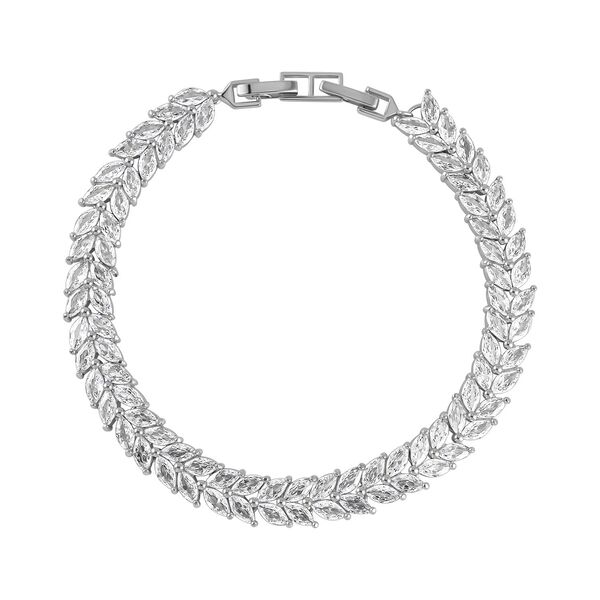 Wei&szlig;er Zirkonia Armband, ca. 18 cm, Messing, ca. 6.00 ct