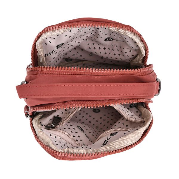 Nylon Crossbody Tasche in Ziegelrot mit Reißverschluss image number 5