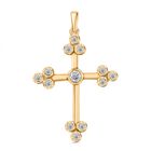 Moissanit Kreuz Anhänger 925 Silber 750 Gelbgold Vermeil ca. 0.77 ct