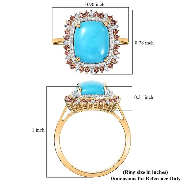 LUXORO AA Sleeping Beauty T&uuml;rkis, Padparadscha Saphir und Diamant Ring in 417 Gold - 5,23 ct. image number 5