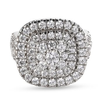 LUSTRO STELLA Hergestellt mit ZIRKONIA Cluster Ring 925 Silber Platin-&Uuml;berzug (Gr&ouml;&szlig;e 21.00) ca. 4,32 ct
