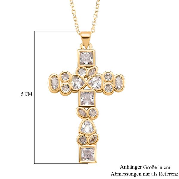 Wei&szlig;er Zirkonia Kreuz Anh&auml;nger mit 43,5+5cm Kette image number 6