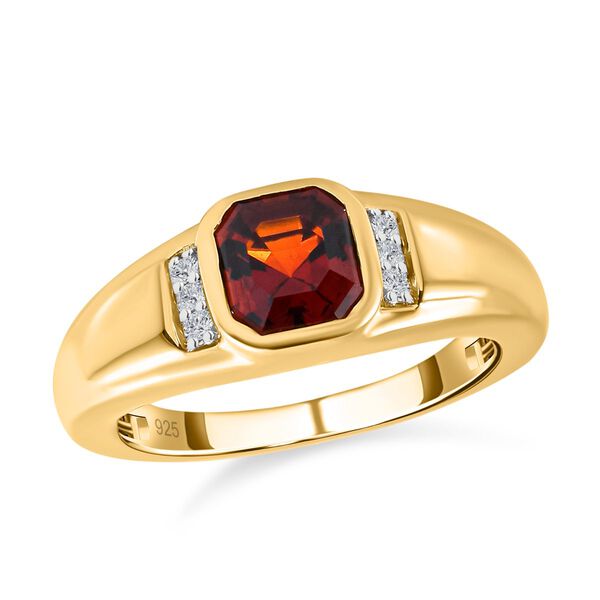 Kirsch-Citrin und weißer-Zirkon Ring, 925 Silber Gelbgold Vermeil (Größe 21.00) ca. 1.01 ct image number 4