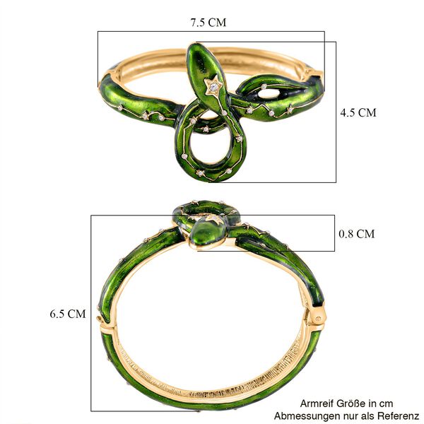 Gr&uuml;n emaillierter wei&szlig;er Kristall-Armreif, 18cm image number 5
