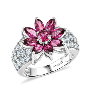 D'Joy AA nat&uuml;rlicher Rhodolith Granat und Zirkon Ring - 4,28 ct.