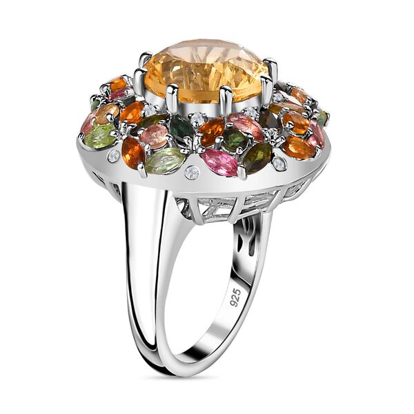 Citrin, Mehrfarbig-Turmalin Ring 925 Silber rhodiniert (Gr&ouml;&szlig;e 18.00) ca. 9,45 ct image number 5