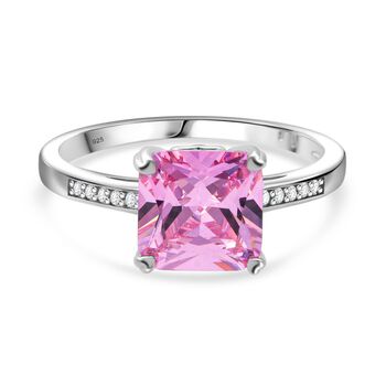 LUSTRO STELLA - Rosa Zirkonia, Wei&szlig;er Zirkonia Ring 925 Silber rhodiniert (Gr&ouml;&szlig;e 18.00)