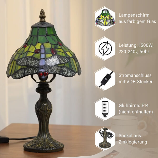 Handgefertige Tiffany-Stil Tischlampe, Buntglas, Gelbe Lilie image number 4