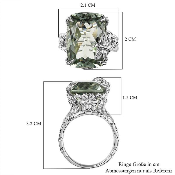 Prasiolith Ring, 925 Silber rhodiniert (Gr&ouml;&szlig;e 18.00) ca. 14.12 ct image number 7