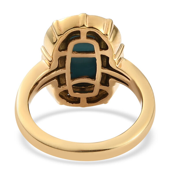 Natürlicher Sleeping Beauty Türkis und Zirkon Halo Ring 925 Silber 585 Vergoldet image number 6