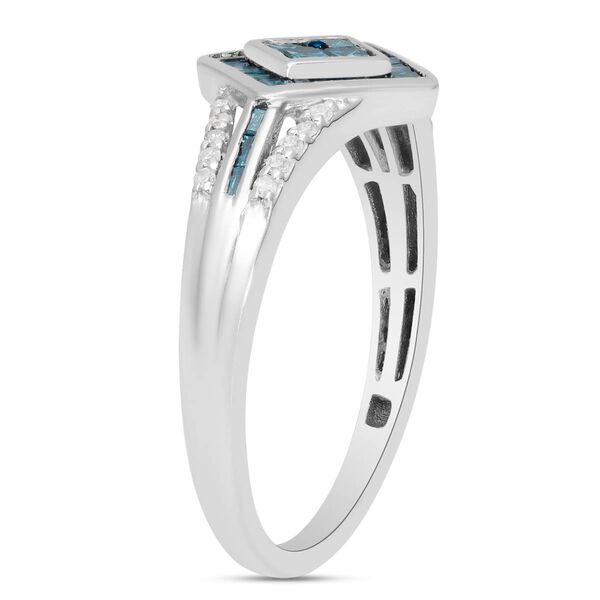 Blauer Diamant Ring 925 Silber platiniert  ca. 0,50 ct image number 4