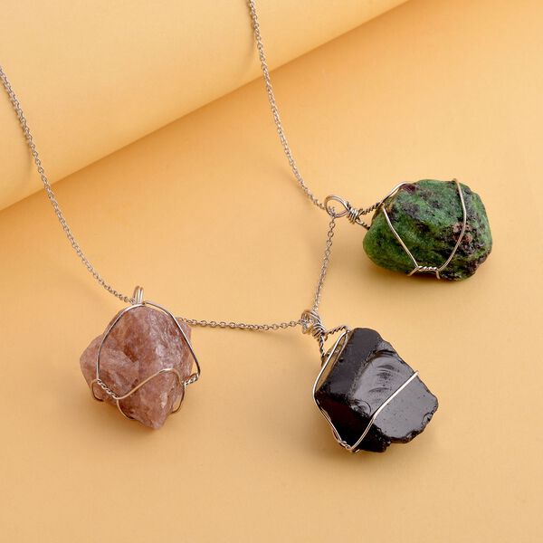 Rubin Zoisit, Erdbeer Quarz und simulierte Glasachat-Halskette - 285 ct. image number 2