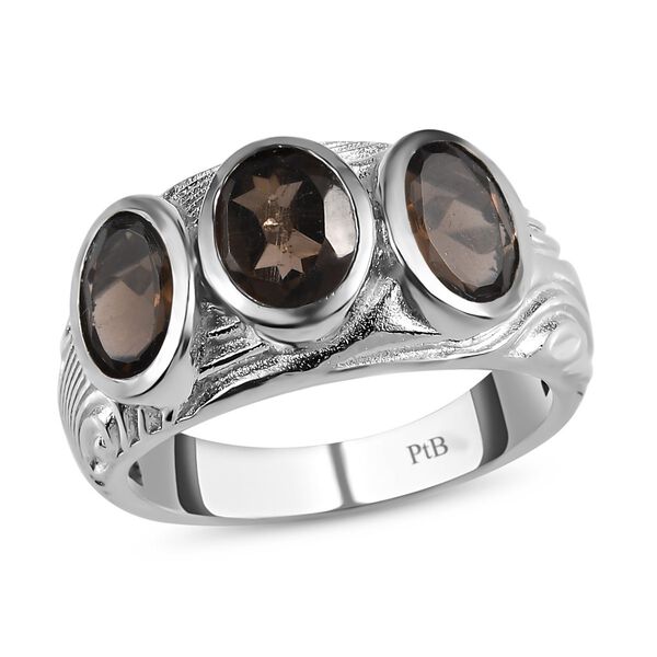 Rauchquarz Ring, Messing platiniert, ca. 2,14 ct image number 4