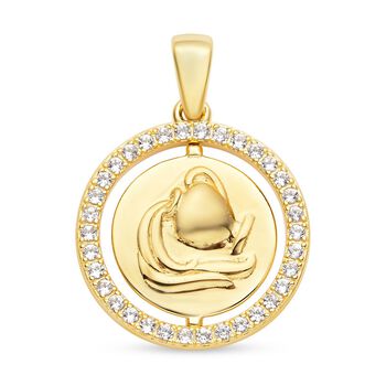 Wei&szlig;er Zirkon Wassermann-Anh&auml;nger, 925 Silber vergoldet ca. 0,64 ct