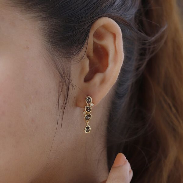 Nat&uuml;rliche Jenipapo Andalusit Ohrringe, 925 Silber vergoldet ca. 1.54 ct image number 3