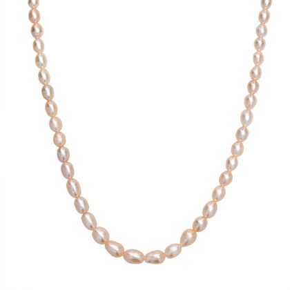 AA Pfirsich-S&uuml;&szlig;wasser Perle Halskette ca. 45 cm 925 Silber 750 Gelbgold Vermeil