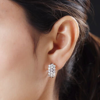 88 Facetten Moissanit-Ohrringe, 925 Silber platiniert ca. 0,77 ct