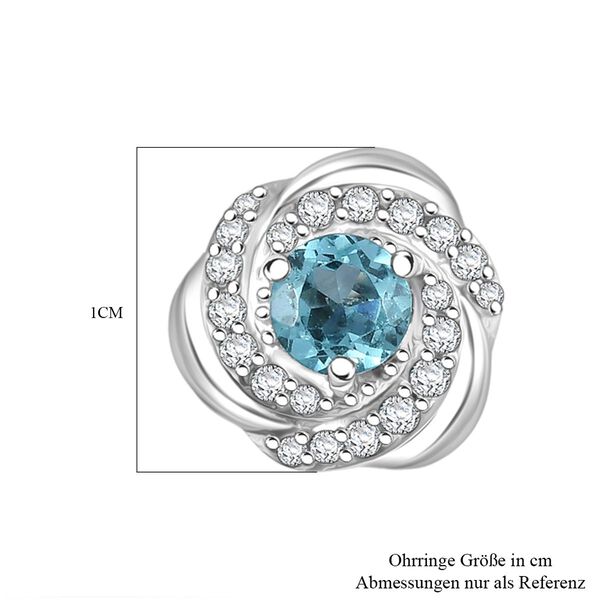 D’joy AA Betroka Blauer Apatit, Weißer Zirkon Ohrringe 925 Silber rhodiniert ca. 1.04 ct image number 6