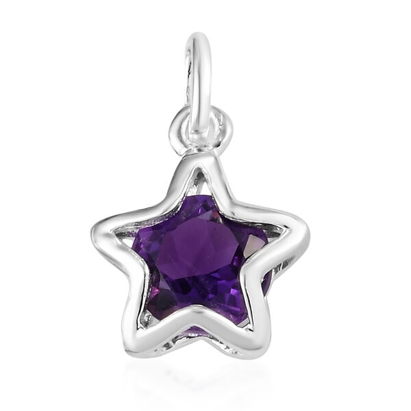 Afrikanischer Amethyst Stern-Anh&auml;nger, 925 Silber ca. 1,16 ct