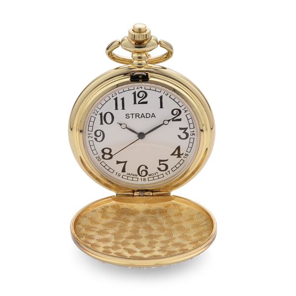 STRADA wei&szlig;e Kristall Taschenuhr mit 79cm Kette im Bienenstock-Design, Japanisches Uhrwerk image number 5